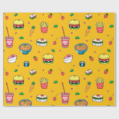 Niedliches, farbiges Muster auf Gelb Geschenkpapier (Flach)