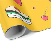 Niedliches, farbiges Muster auf Gelb Geschenkpapier (Rolleneckpunkt)