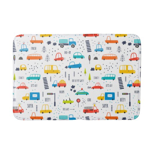 Niedliches, farbiges Muster des Autoverkehrs Badematte (Vorderseite)