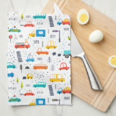 Niedliches, farbiges Muster des Autoverkehrs Geschirrtuch (Viertel Falte)