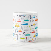 Niedliches, farbiges Muster des Autoverkehrs Jumbo-Tasse (Vorderseite)