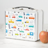 Niedliches, farbiges Muster des Autoverkehrs Metall Brotdose (Beispiel)