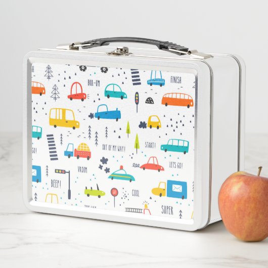 Niedliches, farbiges Muster des Autoverkehrs Metall Brotdose (Beispiel)