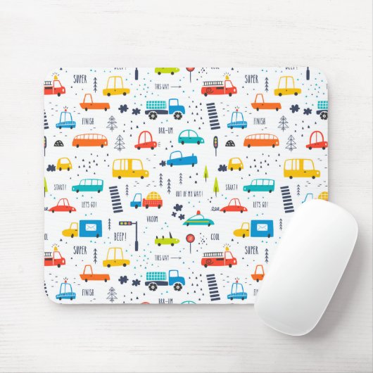 Niedliches, farbiges Muster des Autoverkehrs Mousepad (Mit Mouse)