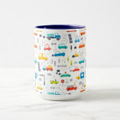 Niedliches, farbiges Muster des Autoverkehrs Tasse (Zentrum)