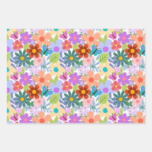 Niedliches, farbiges Muster Geschenkpapier Set (Vorderseite 3)