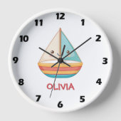 Niedliches, farbiges Nautikschiff Uhr (Vorderseite)