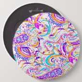 Niedliches, farbiges Paisley-Design Button (Vorne & Hinten)