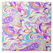 Niedliches, farbiges Paisley-Design Fliese (Vorderseite)