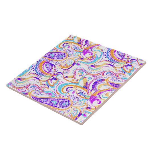 Niedliches, farbiges Paisley-Design Fliese (Seite)