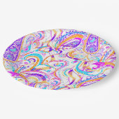Niedliches, farbiges Paisley-Design Pappteller (Schrägansicht)
