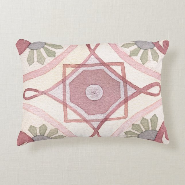 Niedliches farbiges Retro Wasserfarbenmuster pink  Dekokissen (Vorderseite)