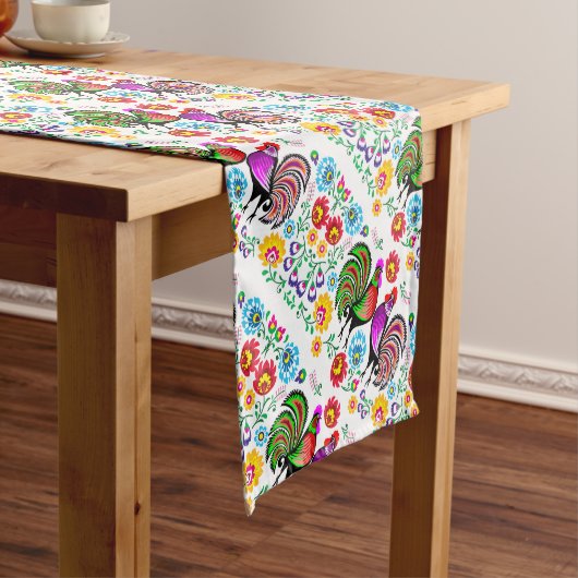 Niedliches farbiges Rooster-Muster Kurzer Tischläufer (Beispiel)
