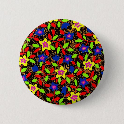 Niedliches, farbiges schwarzes, wunderschönes Blum Button (Vorderseite)