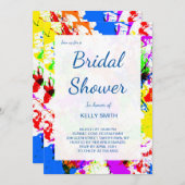 Niedliches farbiges Spritzer-Malerdesign Brautpart Einladung (Vorne/Hinten)