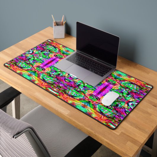 Niedliches farbiges symetrisches abstraktes Neontr Schreibtischunterlage (Büro 2)