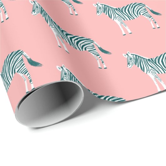 Niedliches farbiges Zebras-Muster beim Tier rosa Geschenkpapier (Rolleneckpunkt)