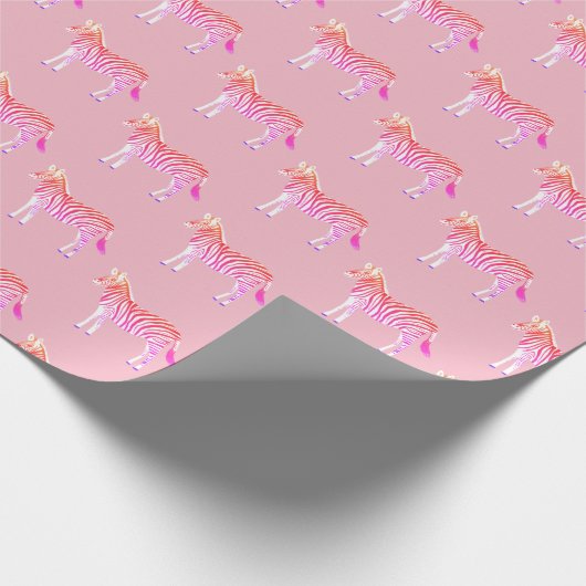 Niedliches farbiges Zebras-Muster beim Tier rosa Geschenkpapier (Ecke)