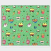 Niedliches Farbmuster auf grüner Seite Geschenkpapier (Flach)