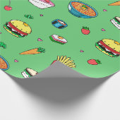 Niedliches Farbmuster auf grüner Seite Geschenkpapier (Ecke)