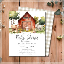 Niedliches Farm Animal Baby Shower Budget Einladun