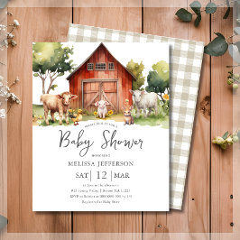 Niedliches Farm Animal Baby Shower Budget Einladun