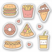 Niedliches Fast Food Liebhaber gehobenes Set Aufkleber (Vorderseite)