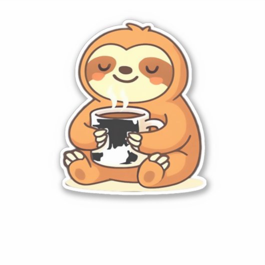 Niedliches Faulenzen mit heißem Kaffee Premium T-S Aufkleber (Vorderseite)