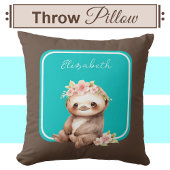 Niedliches Faultier hinzufügen Namen polka dots tü Kissen