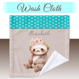 Niedliches Faultier hinzufügen Namen polka dots tü Waschlappen