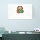 Niedliches Faultier mit Kaffee-Tasse - Gemütlich e Banner (Messeveranstaltung)