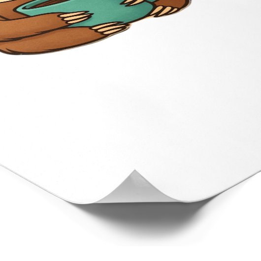 Niedliches Faultier mit Kaffee-Tasse - Gemütlich e Poster (Ecke)