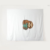 Niedliches Faultier mit Kaffee-Tasse - Gemütlich e Wandteppich (Vorderseite (Horizontal))