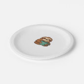 Niedliches Faultier mit Kaffee-Tasse � Gemütlich R Pappteller (Schrägansicht)