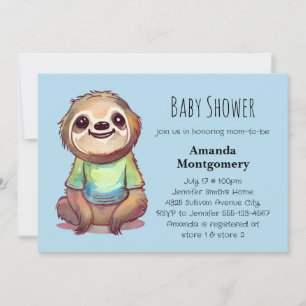 Niedliches Faultier mit Shirt-Babydusche Einladung