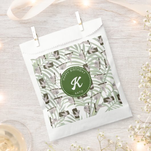 Niedliches Faultier Muster im Wildwald Geburtstag Geschenktütchen (Ausgeschnitten)