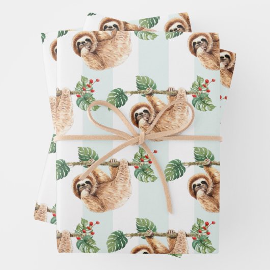 Niedliches Faultier-Muster nach unten Geschenkpapier Set (Beispiel)