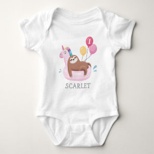 Niedliches Faultier und Einhorn 1. Geburtstag Baby Strampler