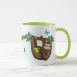 Niedliches Faultier "weck mir, wenn es Zeit für Te Tasse