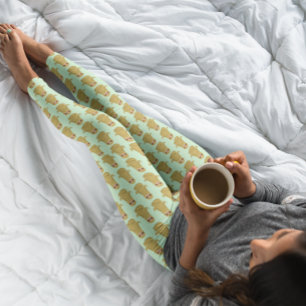 Niedliches Faultier Yoga Lotus Pose blass grün Leggings