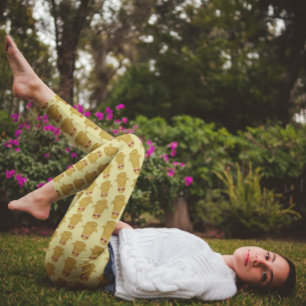 Niedliches Faultier Yoga Lotus Pose hellgelb Leggings