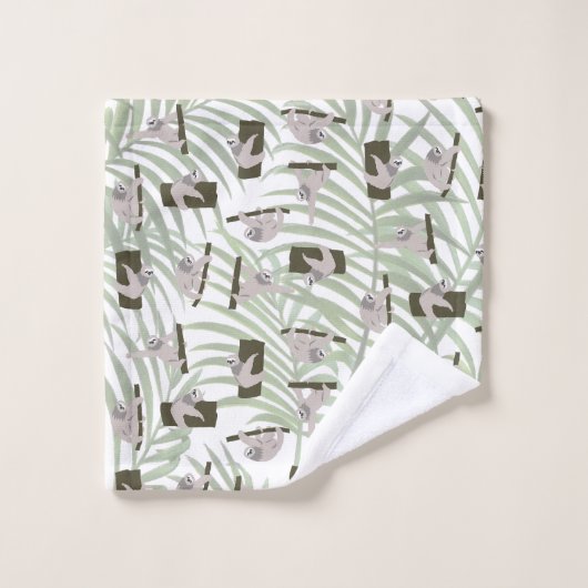 Niedliches Faultiermuster im Wildwald Badhandtuch Set (Waschlappen)