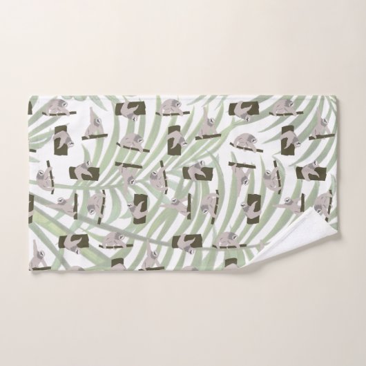 Niedliches Faultiermuster im Wildwald Badhandtuch Set (Handtuch)