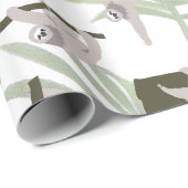 Niedliches Faultiermuster im Wildwald Geschenkpapier (Rolleneckpunkt)