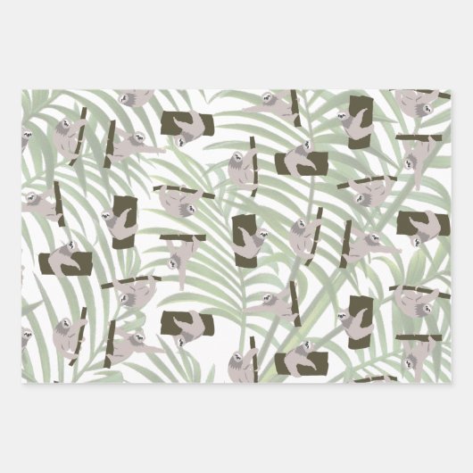 Niedliches Faultiermuster im Wildwald Geschenkpapier Set (Vorderseite 3)