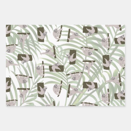 Niedliches Faultiermuster im Wildwald Geschenkpapier Set (Vorderseite 2)