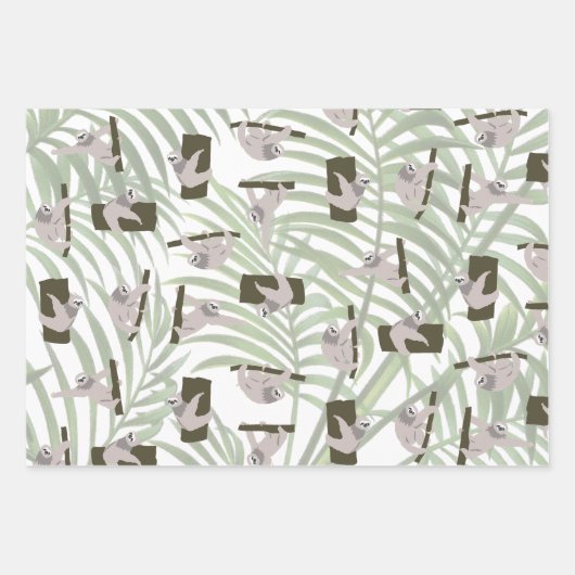 Niedliches Faultiermuster im Wildwald Geschenkpapier Set (Vorderseite)