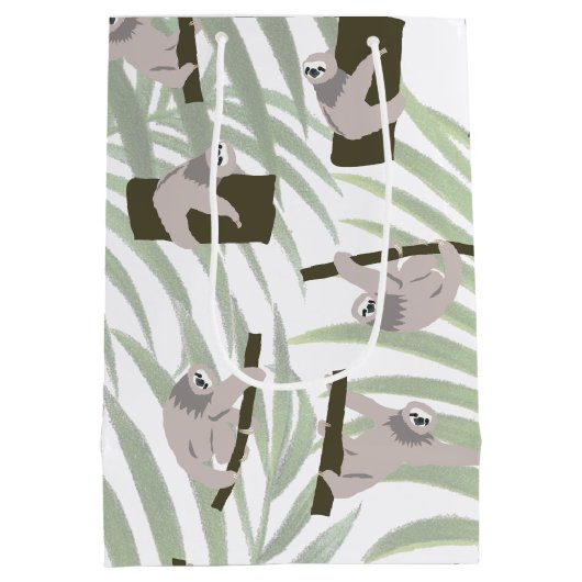 Niedliches Faultiermuster im Wildwald Mittlere Geschenktüte (Rückseite)