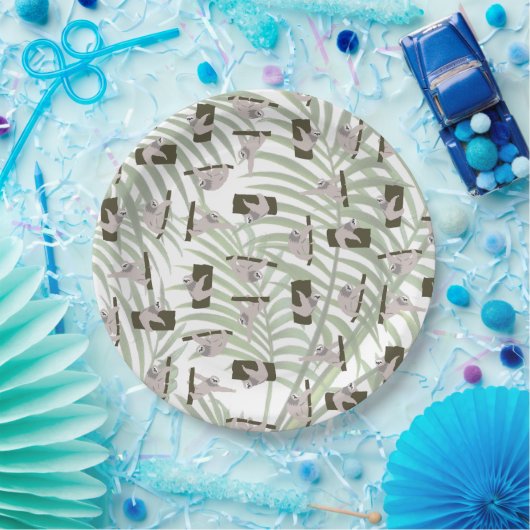 Niedliches Faultiermuster im Wildwald Pappteller (Party)