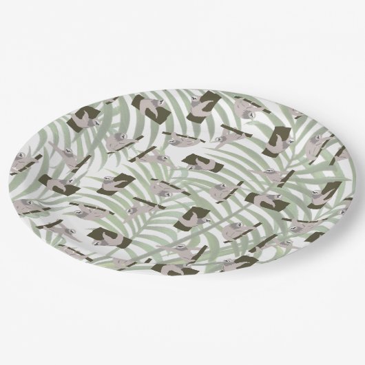 Niedliches Faultiermuster im Wildwald Pappteller (Schrägansicht)